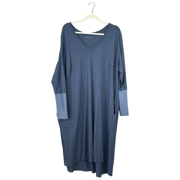 UNIVERSAL STANDARD Rhine V Neck Dress Size 18-20 Vintage Indigo Blue Lounge - Picture 2 of 8